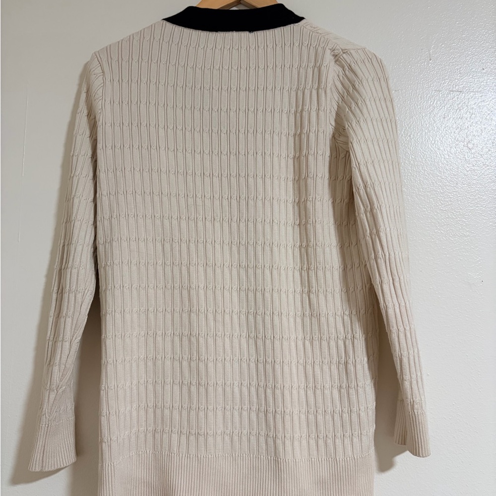 Adrianna Papell Cream Cardigan with Black Trim and Gold Buttons - Picture 5 of 7